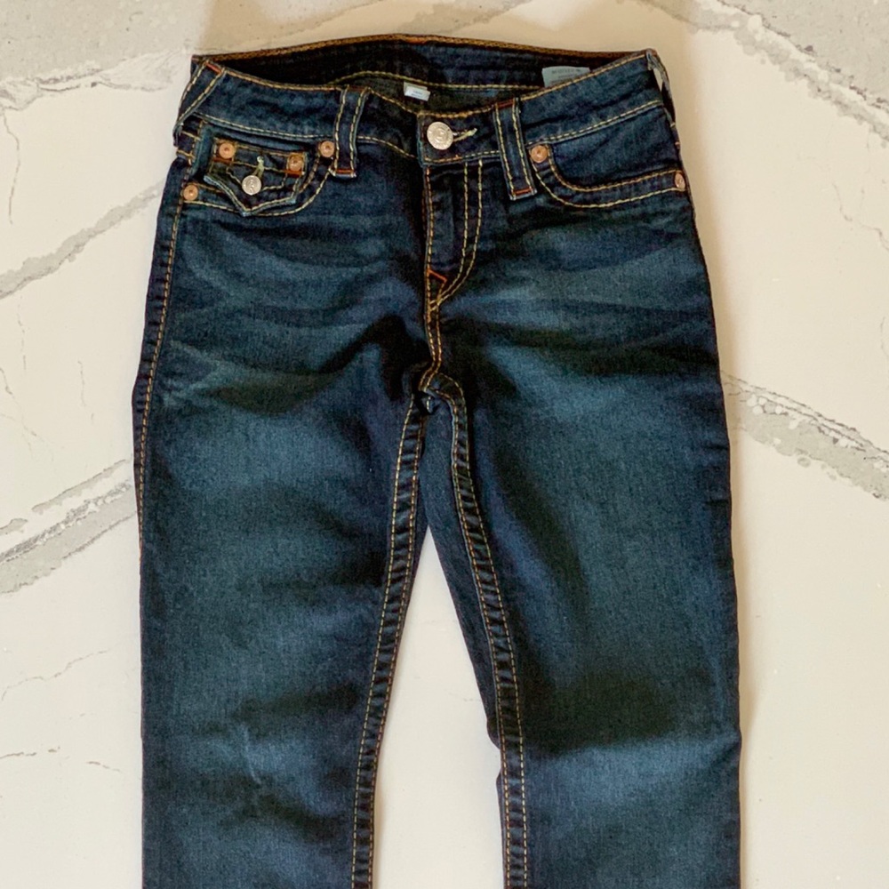 True Religion Leggings Dark Wash Flaps Women 27x29 - Picture 4 of 7